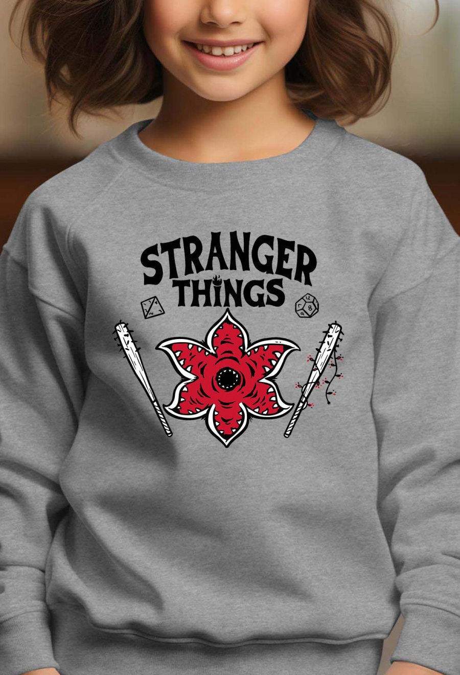 Stranger Things Netflix barn sweatshirt: "Bad Stranger" - grå - storlek 12-14 år