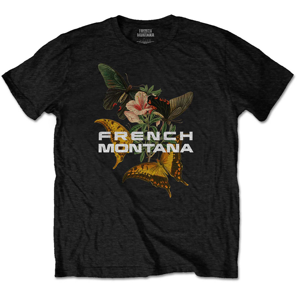French Montana Unisex T-Shirt: Butterfly (Large)