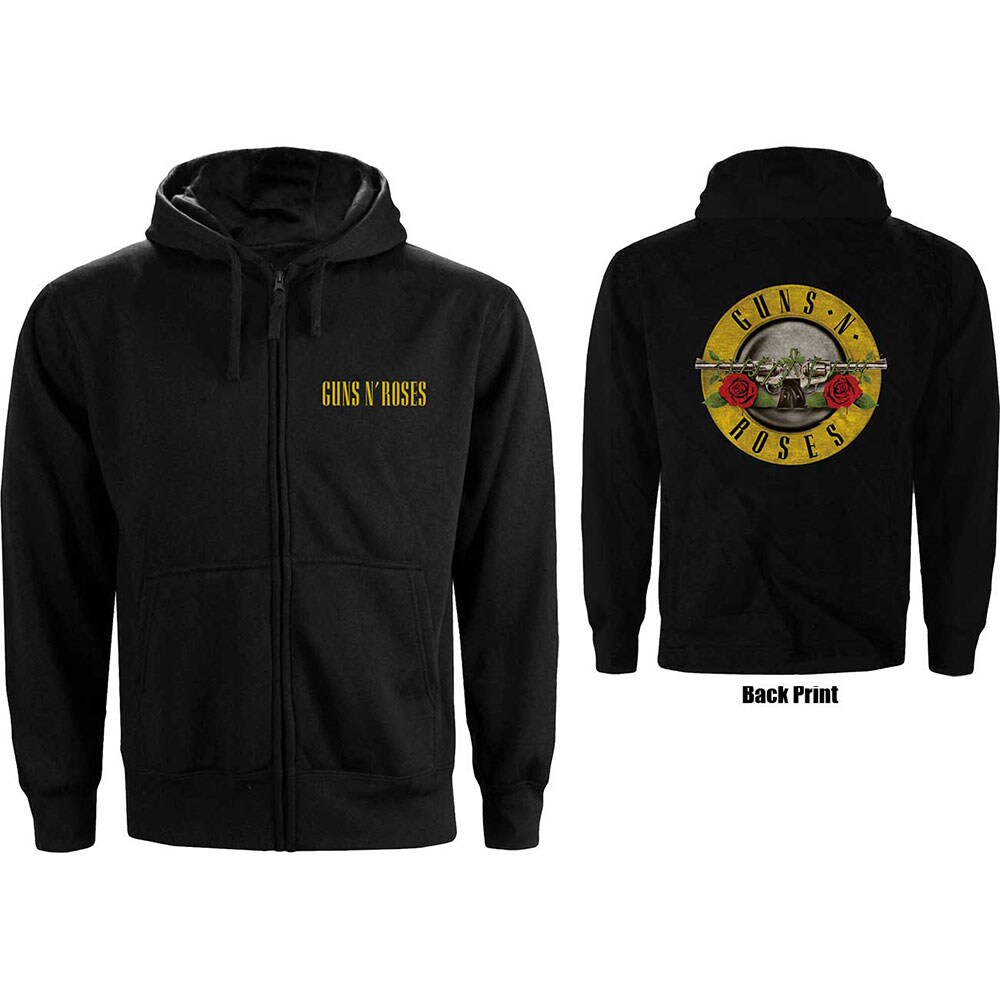 Guns N' Roses Ladies Zipped Hoodie: Classic Logo (Back Print) (Medium)