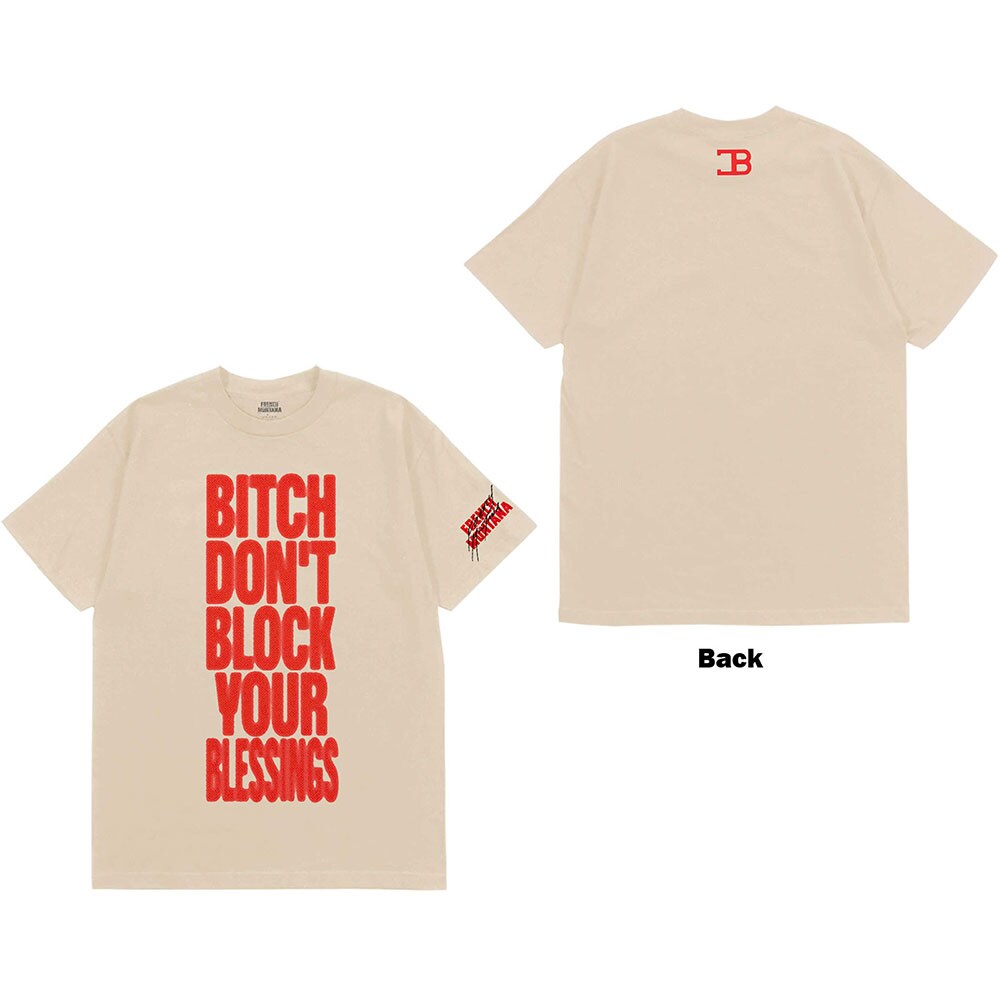 French Montana Unisex T-Shirt: Don't Block Your Blessings (Back Print) (Large)