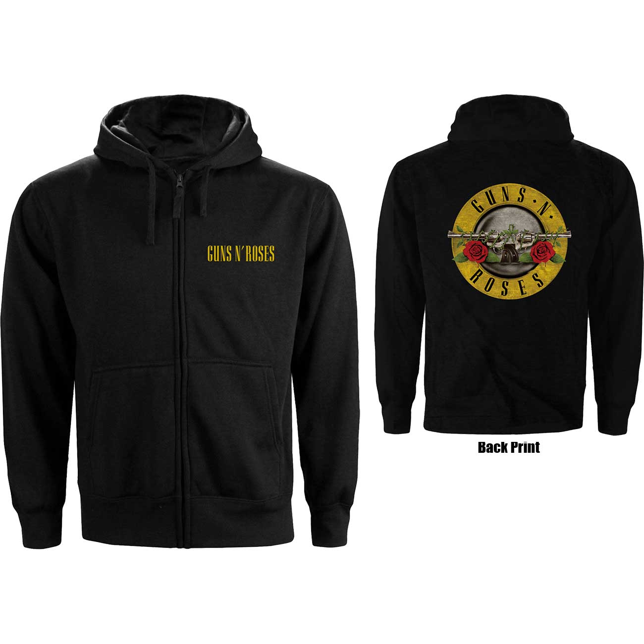 Guns N' Roses Unisex Zipped Hoodie: Classic Logo (Back Print) (Large) - 2