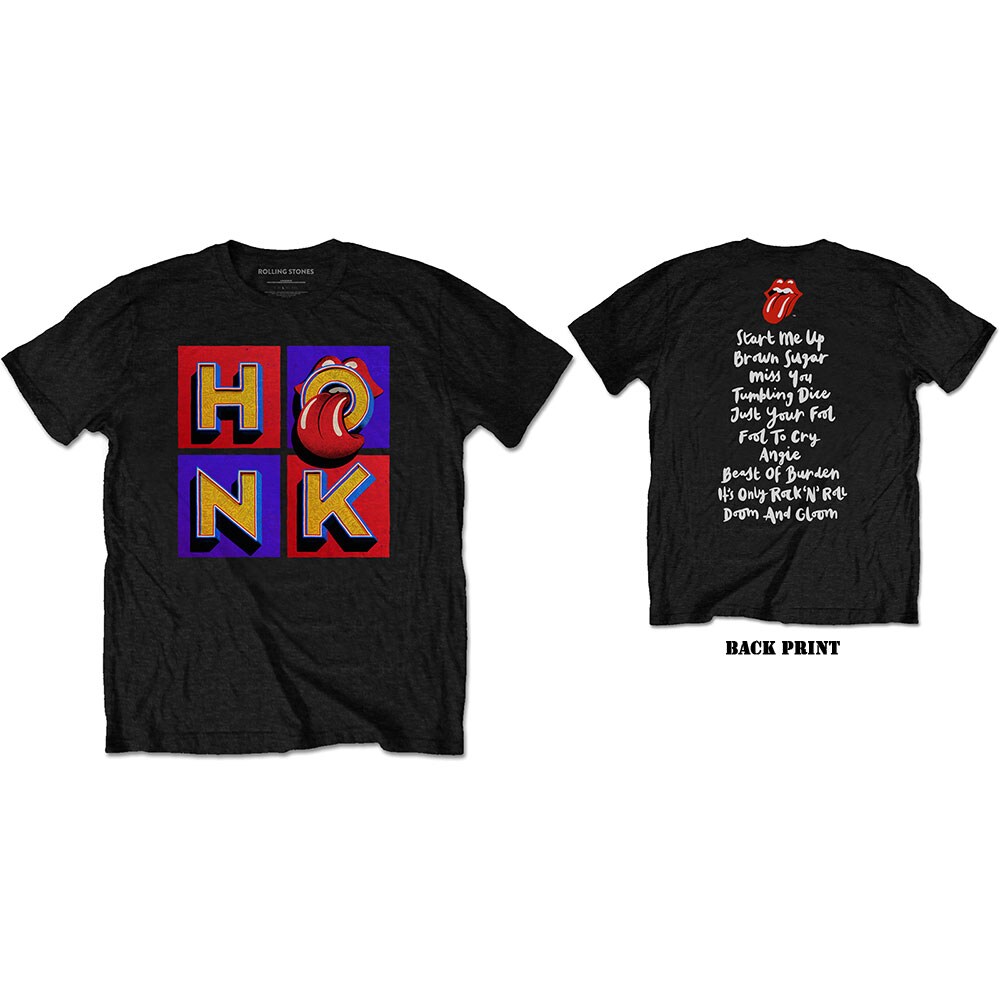 The Rolling Stones Unisex T-Shirt: Honk Album Track list (Back Print) (Large)