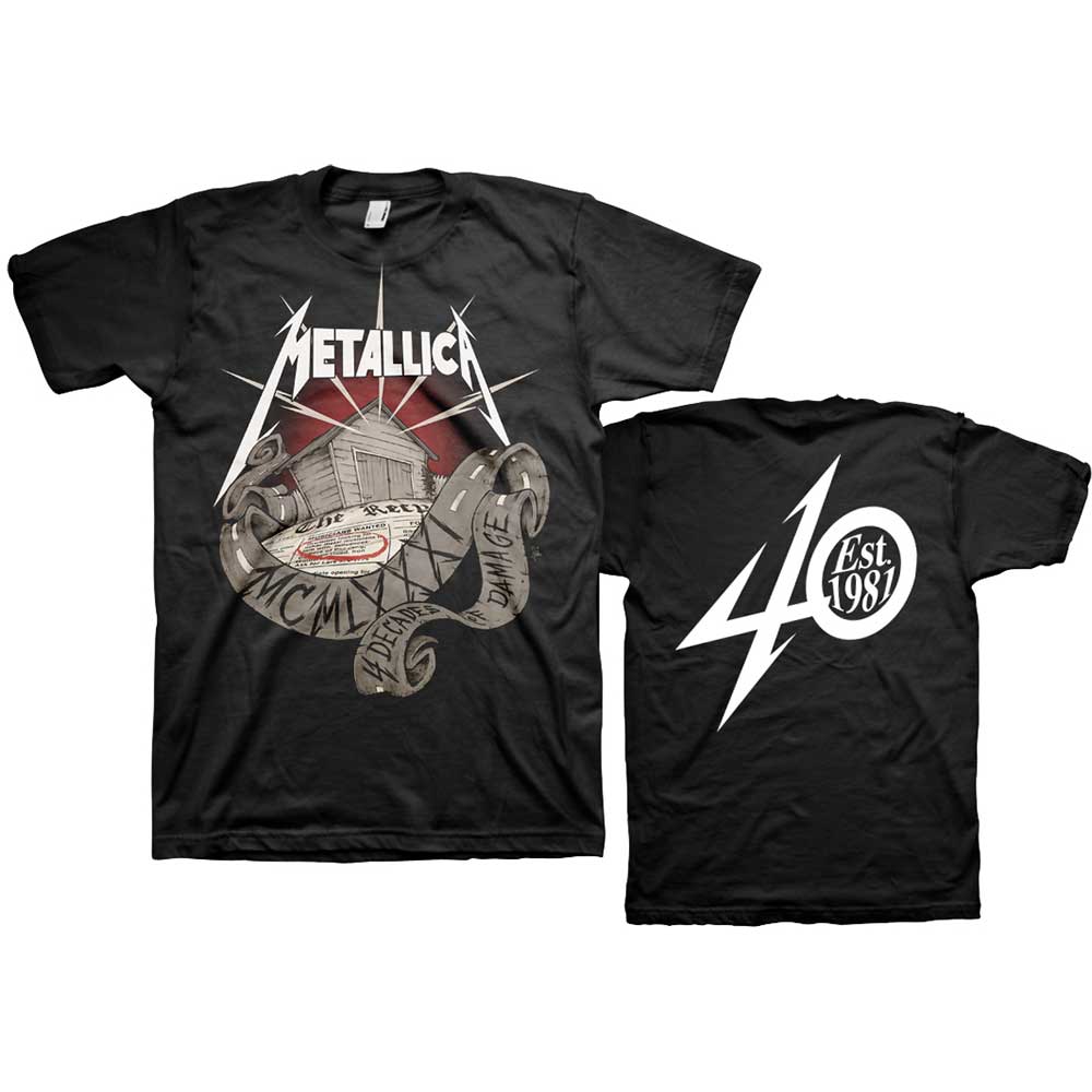 Metallica Unisex T-Shirt: 40th Anniversary Garage (Back Print) (Large)