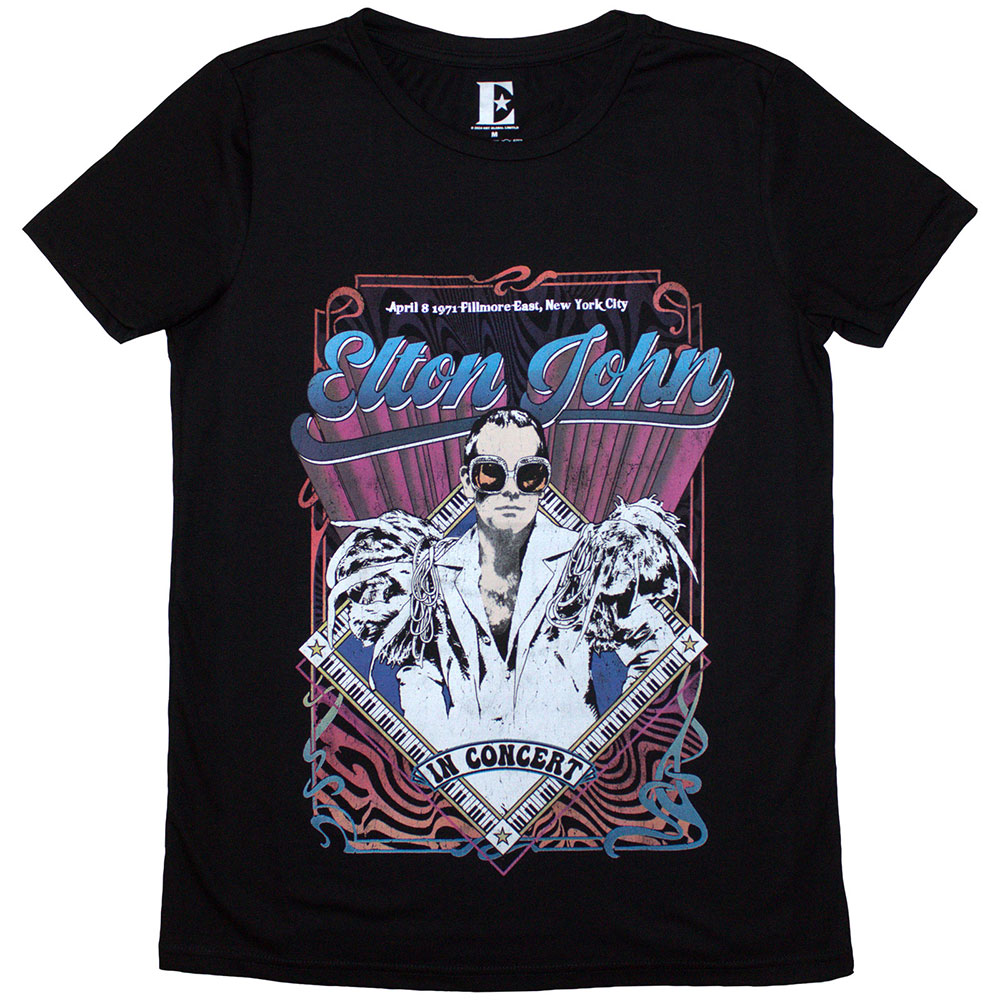 Elton John Ladies T-Shirt: Psych Vintage (XX-Large)