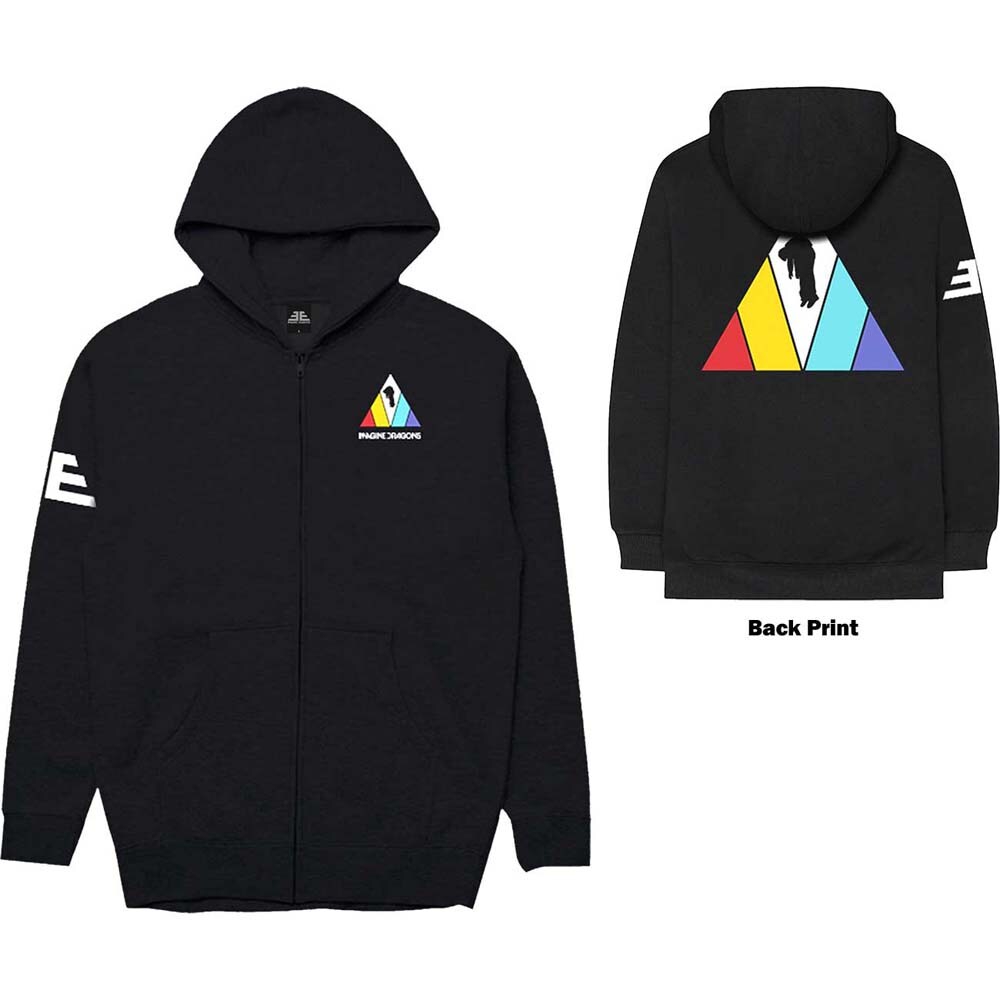 Imagine Dragons Unisex Zipped Hoodie: Triangle (Back Print) (Medium)