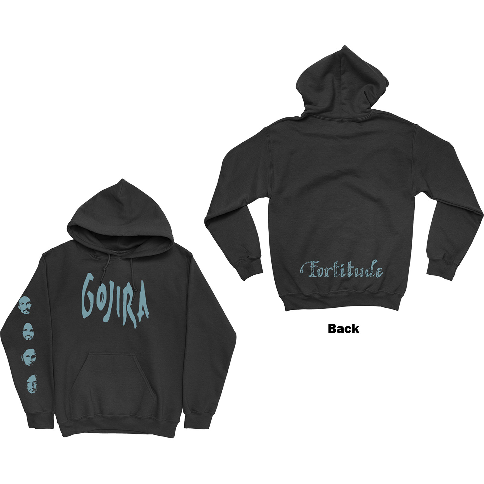 Gojira Unisex Pullover Hoodie: Fortitude Faces (Back & Sleeve Print) (Small)
