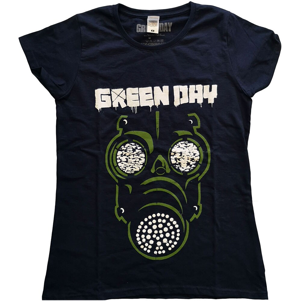 Green Day Ladies T-Shirt: Green Mask (Large)