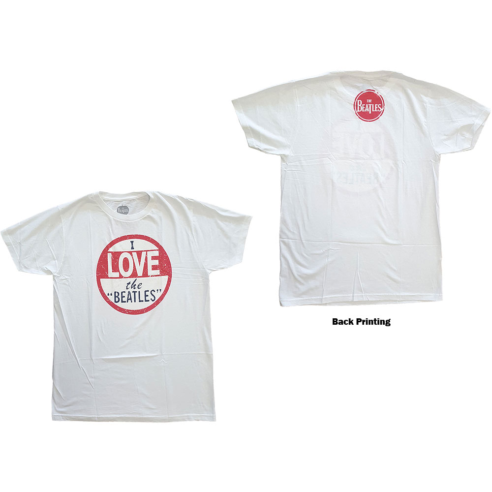The Beatles Unisex T-Shirt: I Love The Beatles (Back Print) (Small)