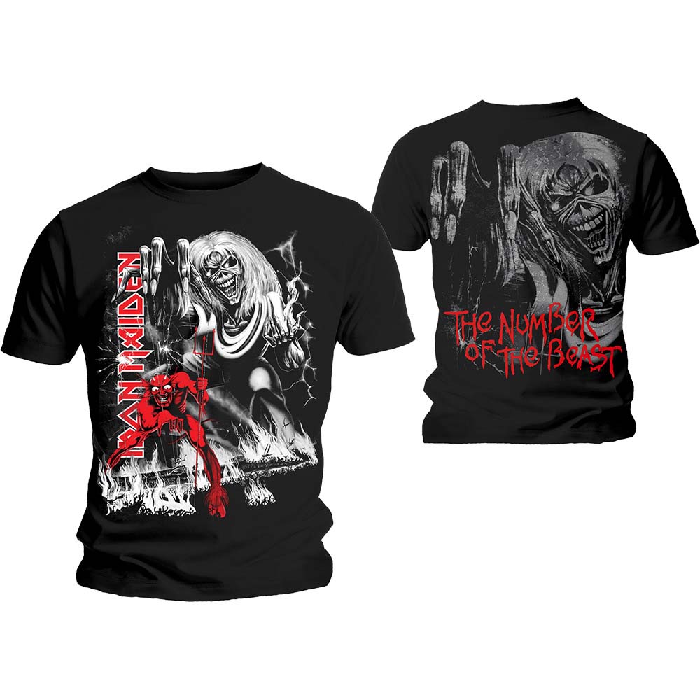 Iron Maiden Unisex T-Shirt: Number of the Beast Jumbo (Back Print) (Small)