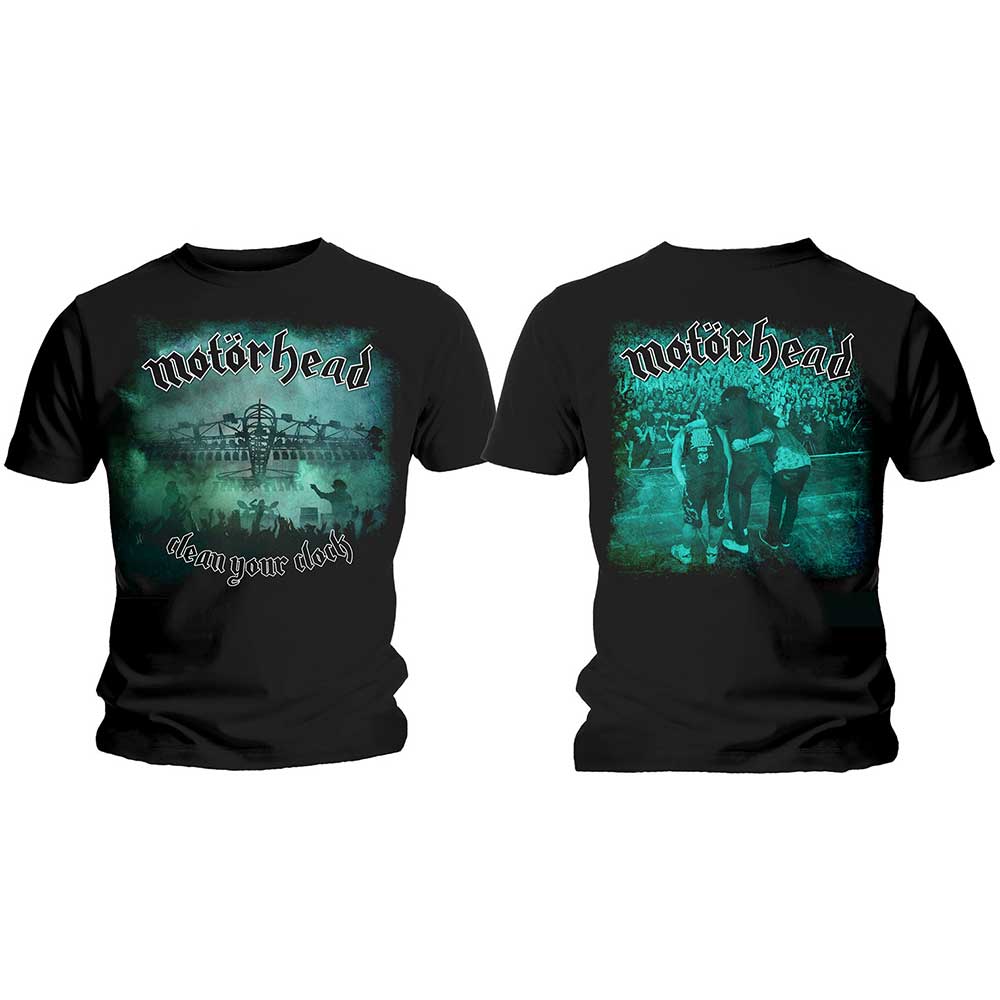 Motorhead Unisex T-Shirt: Clean Your Clock Green (Back Print) (Small)
