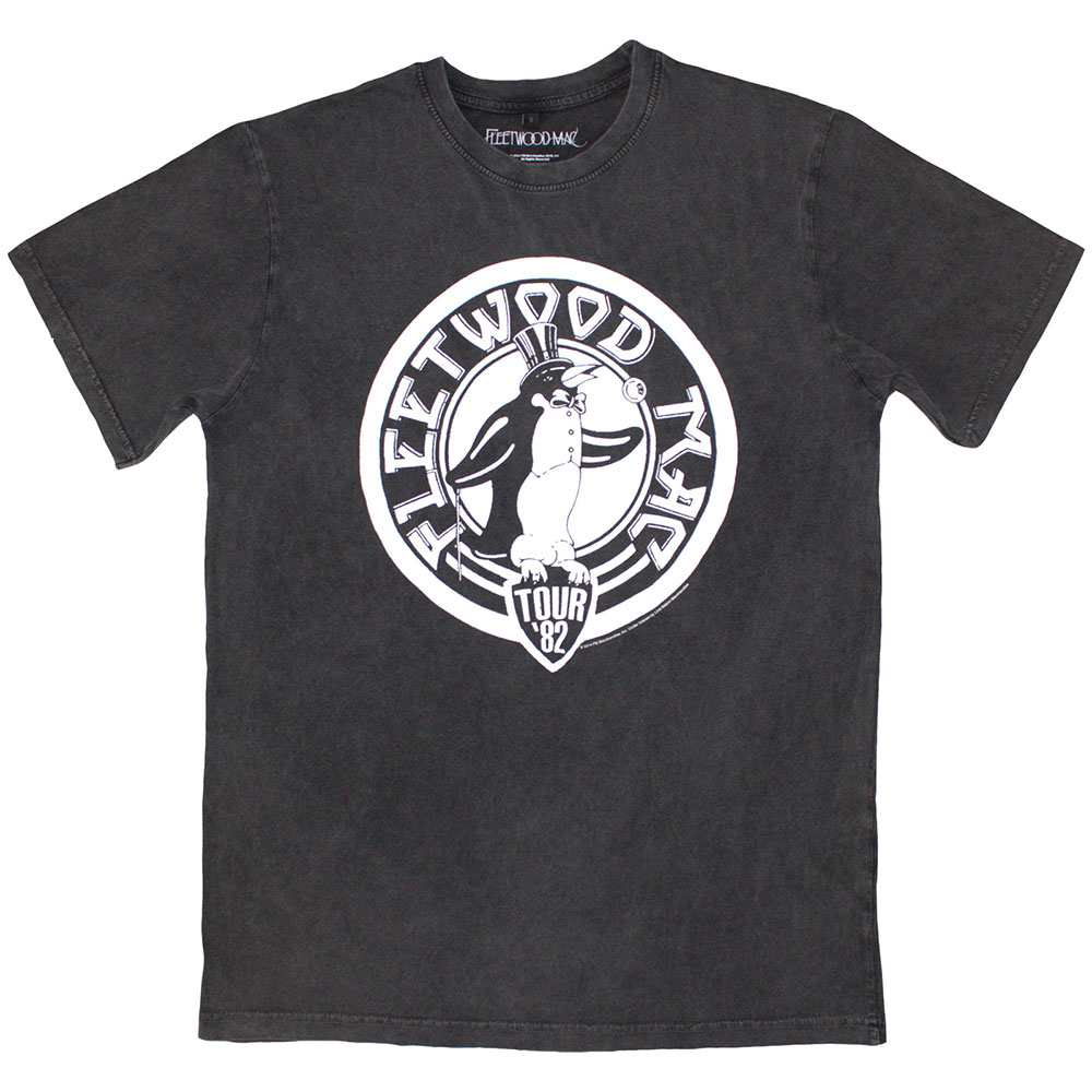 Fleetwood Mac Unisex Stone Wash T-Shirt: Tour '82 Penguin (Medium)