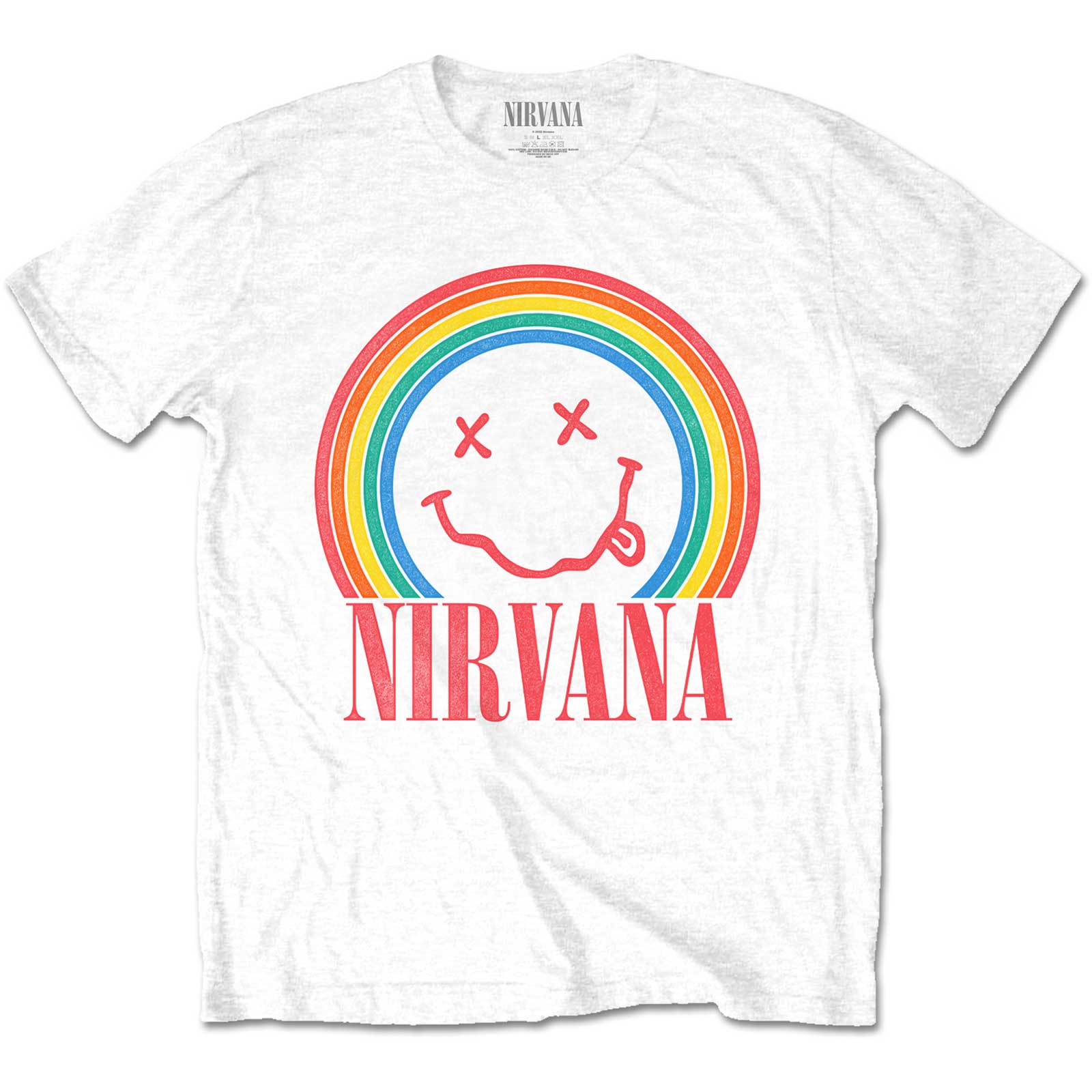 Nirvana Unisex T-Shirt: Smiley Rainbow (Small)