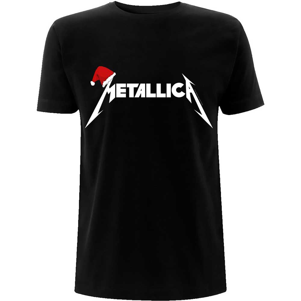 Metallica Unisex T-Shirt: Santa Hat Logo (Medium)