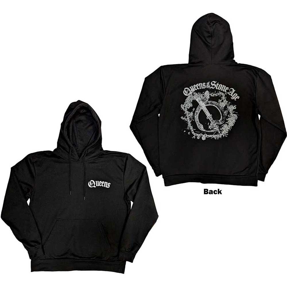 Queens Of The Stone Age Unisex Pullover Hoodie: Floral Chains (Back Print) (Large)
