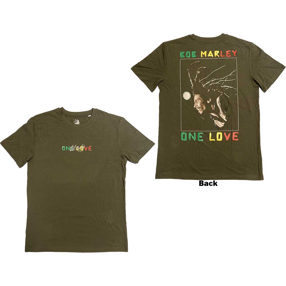 Bob Marley Unisex T-Shirt: One Love Dreads (Back Print) (Large)