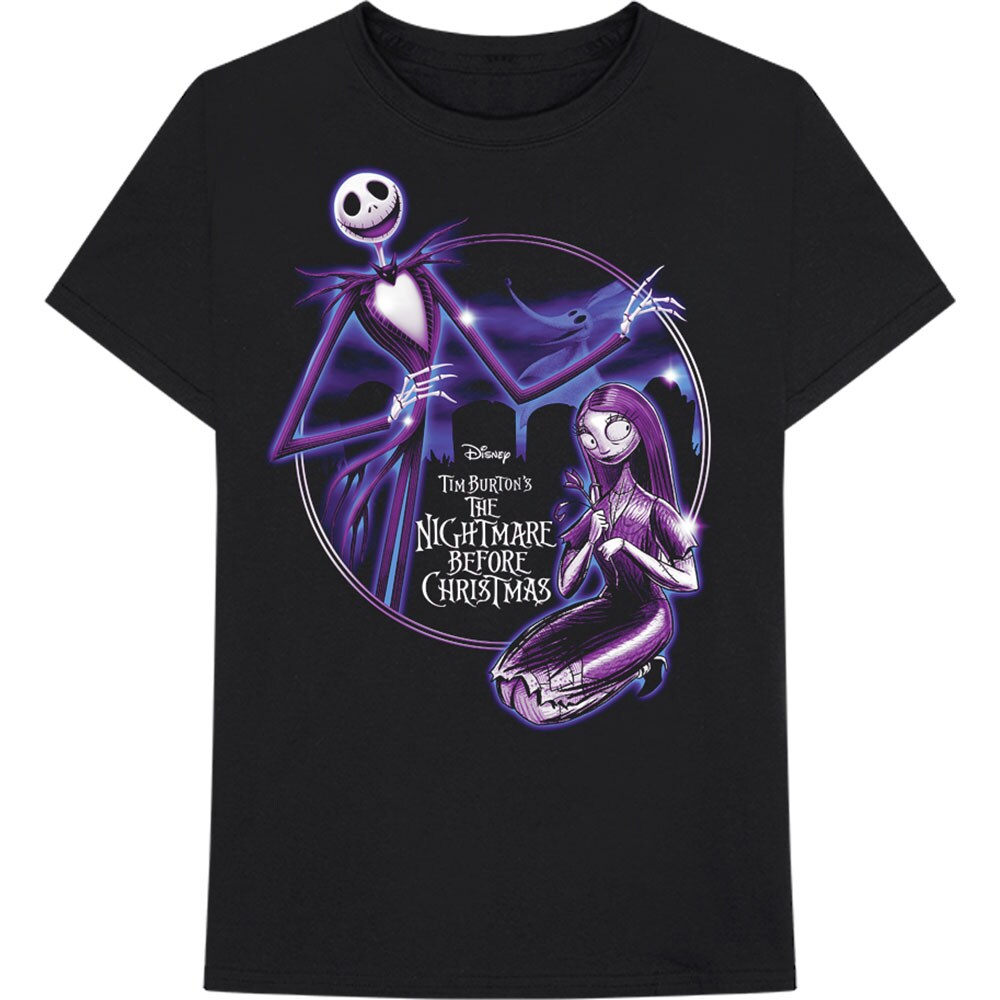 Disney Unisex T-Shirt: The Nightmare Before Christmas Purple Graveyard (X-Large)
