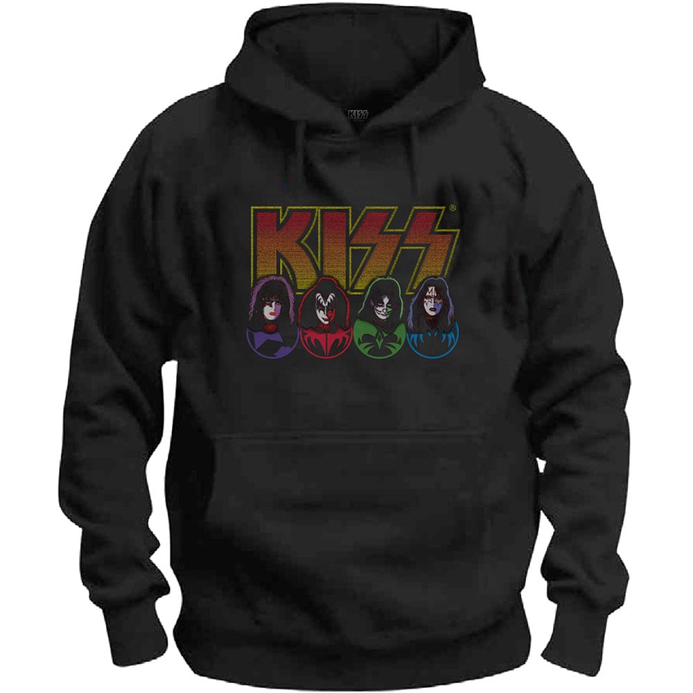 KISS Unisex Pullover Hoodie: Logo, Faces & Icons (Medium)
