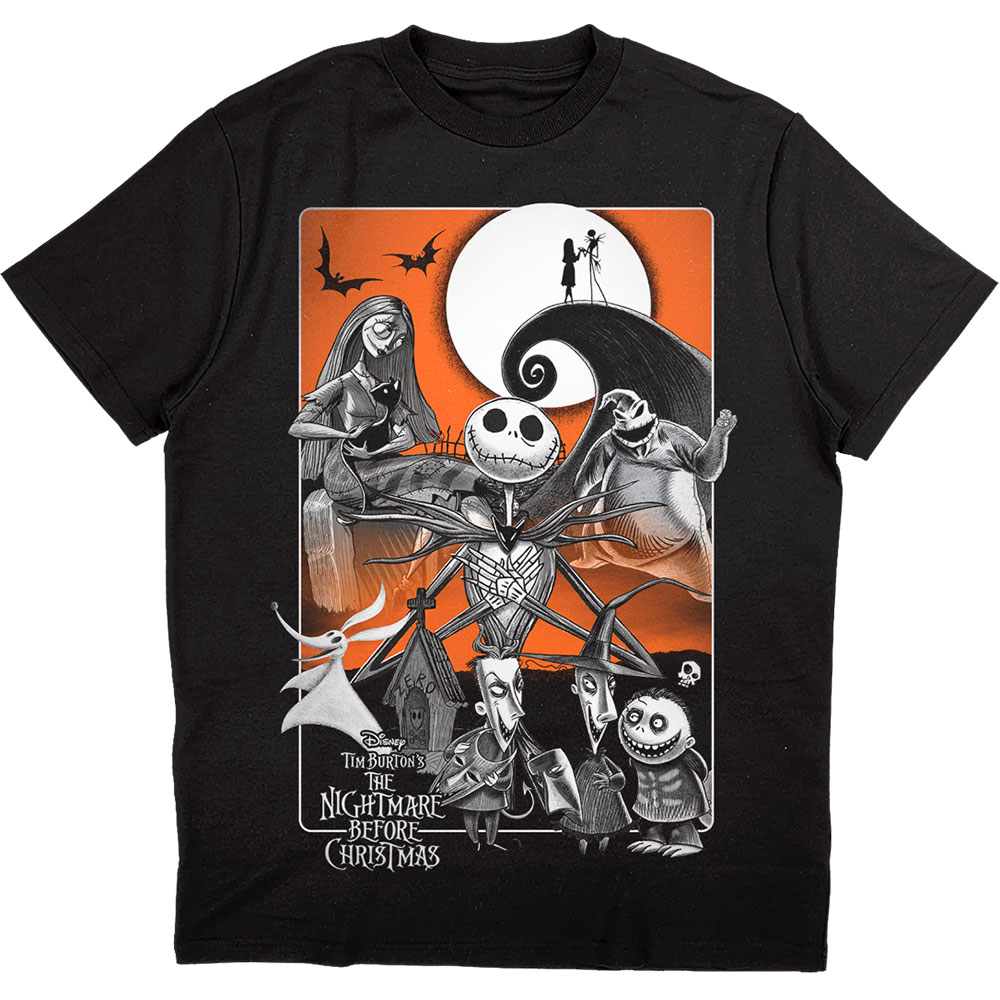 Disney Unisex Tee: The Nightmare Before Christmas Orange Moon (X-Large)
