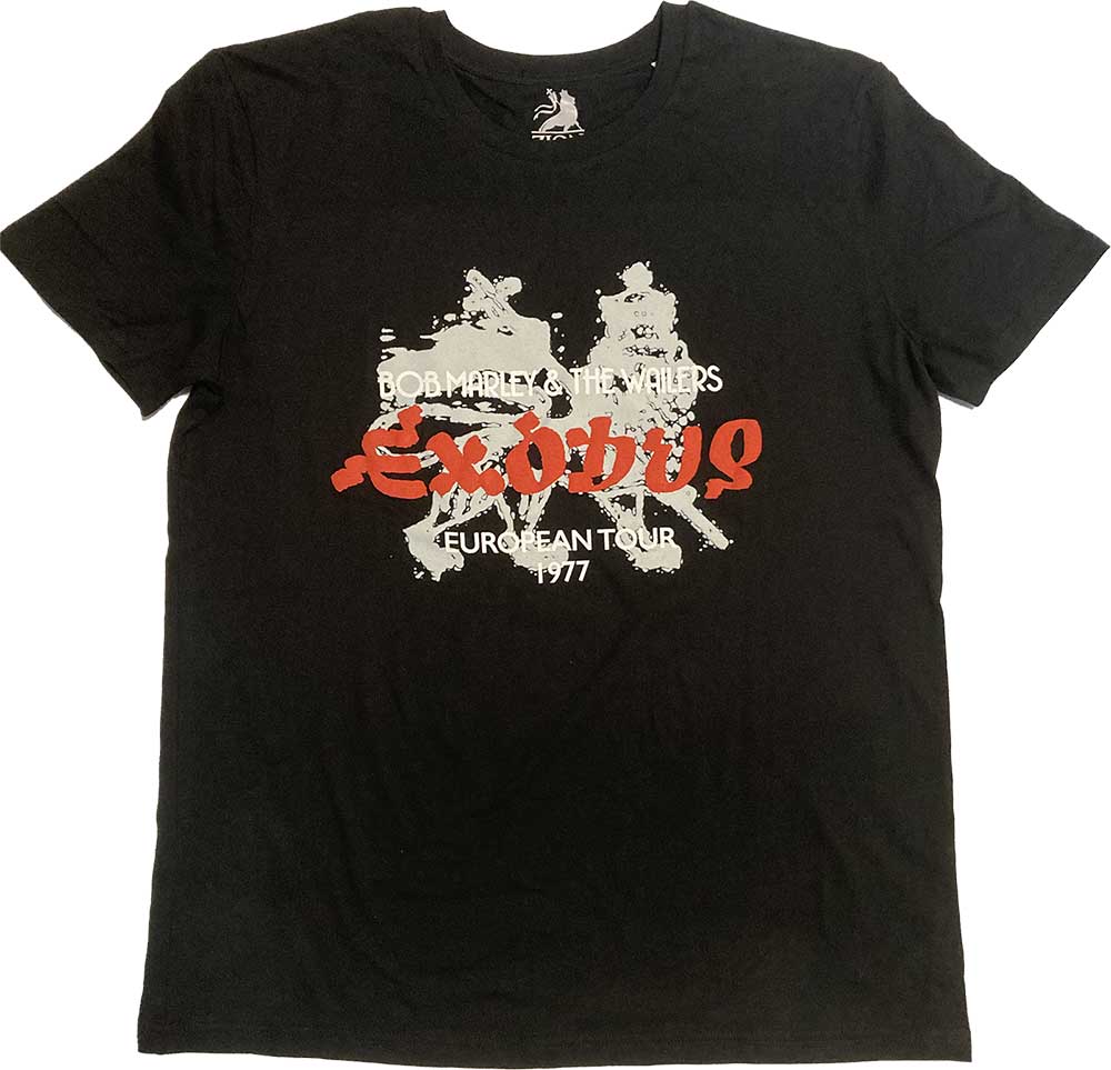 Bob Marley Unisex Hi-Build T-Shirt: Exodus European Tour '77 (Hi-Build) (X-Large)