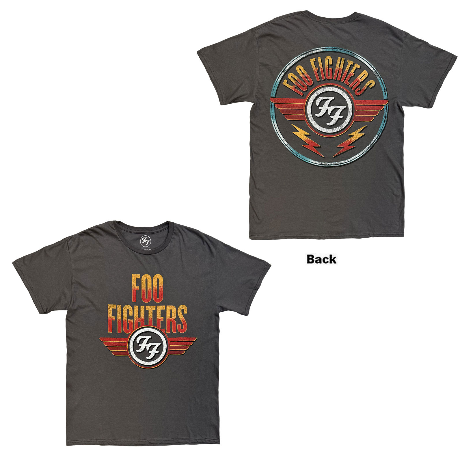 Foo Fighters Unisex T-Shirt: Wings (Kolgrå) (Ryggtryck)