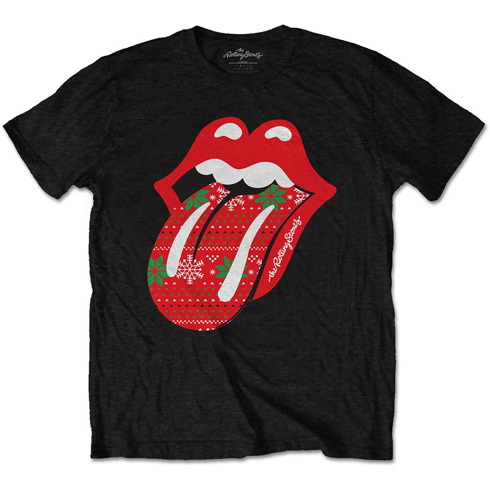 The Rolling Stones Unisex T-Shirt: Christmas Tongue (Large)