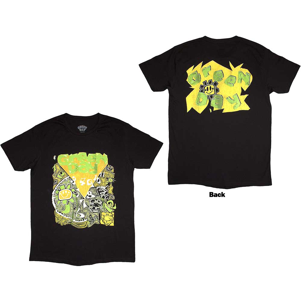 Green Day Unisex T-Shirt: Psychedelic Kerplunk (Back Print) (X-Large)