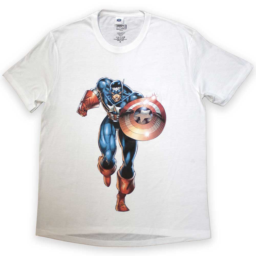 Marvel Comics Unisex T-Shirt: Captain America Running (Large)