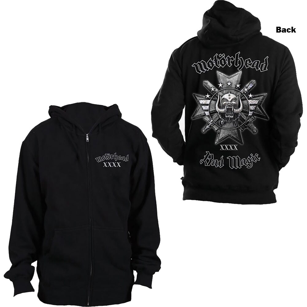 Motorhead Unisex Zipped Hoodie: Bad Magic (Back Print) (Small)