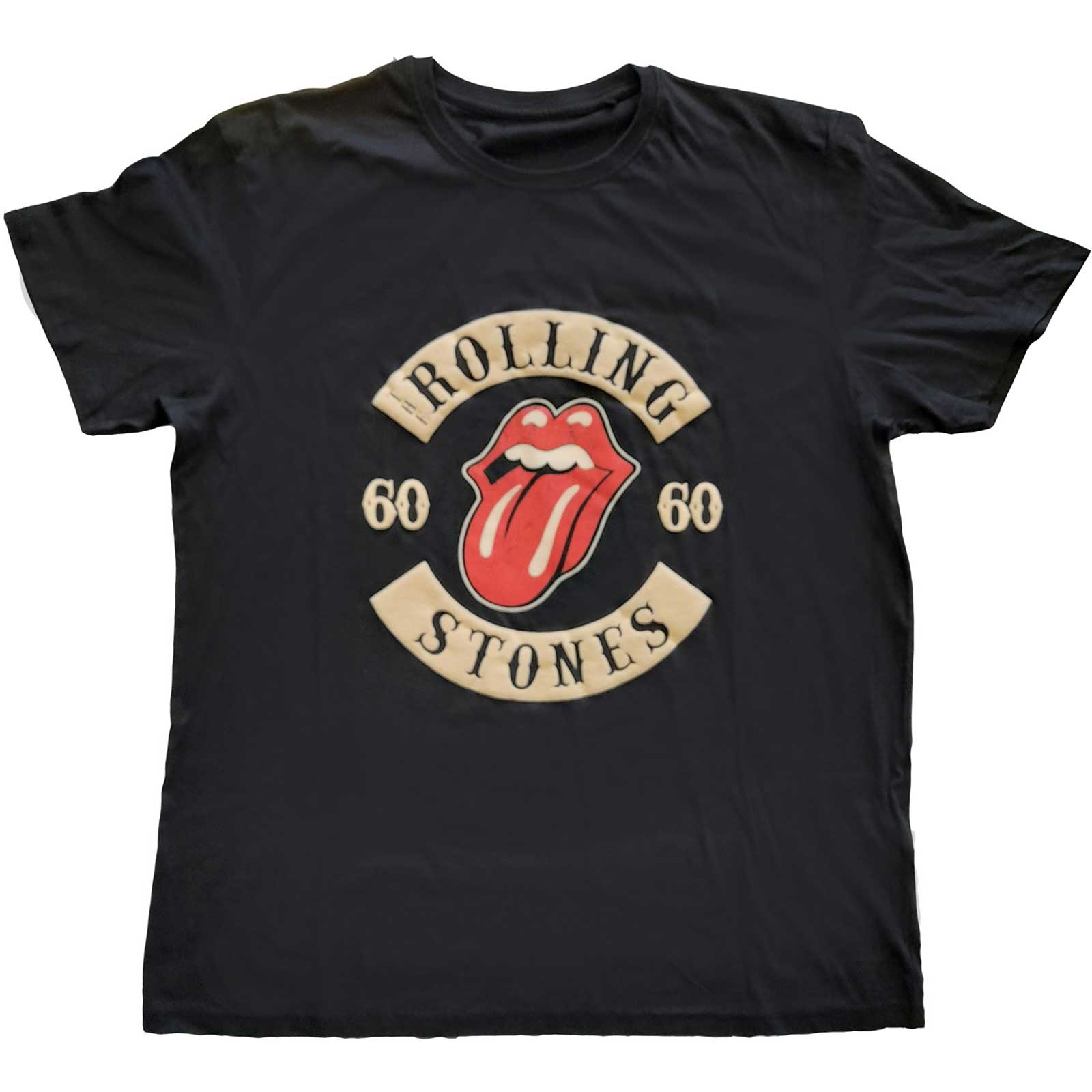 The Rolling Stones Unisex T-Shirt: Sixty Biker Tongue (Suede Flock) (Medium)