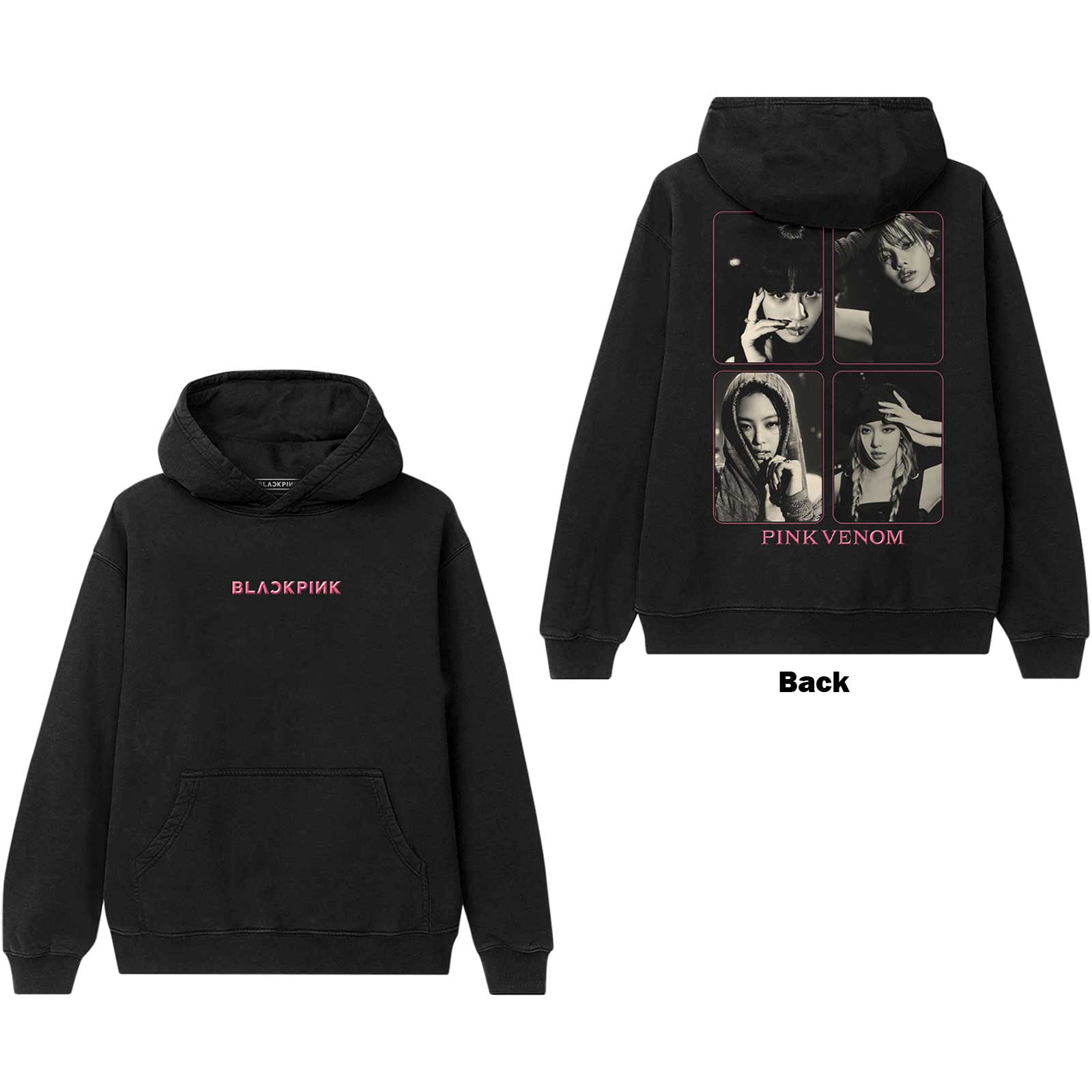 BlackPink Unisex Pullover Hoodie: Pink Venom Group Photo (Back Print) (XX-Large)