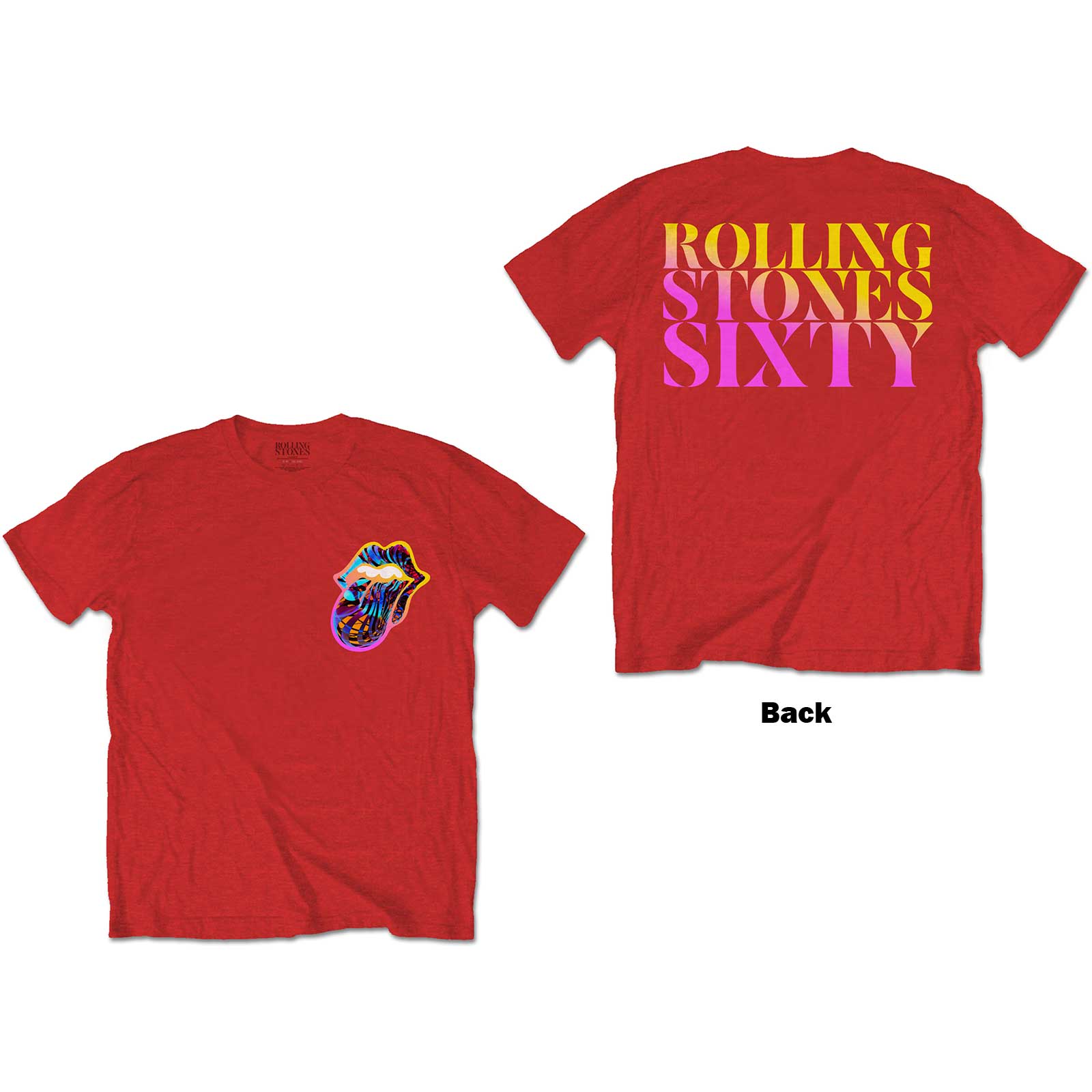 The Rolling Stones Unisex T-Shirt: Sixty Gradient Text (Back Print) (Large)