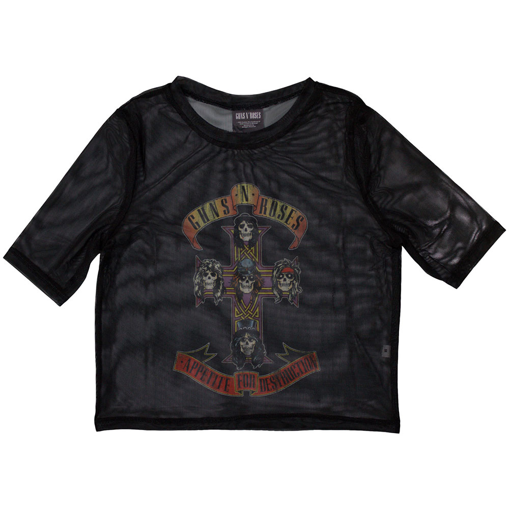 Guns N' Roses Ladies Crop Top: Appetite For Destruction (Mesh) (XX-Small)