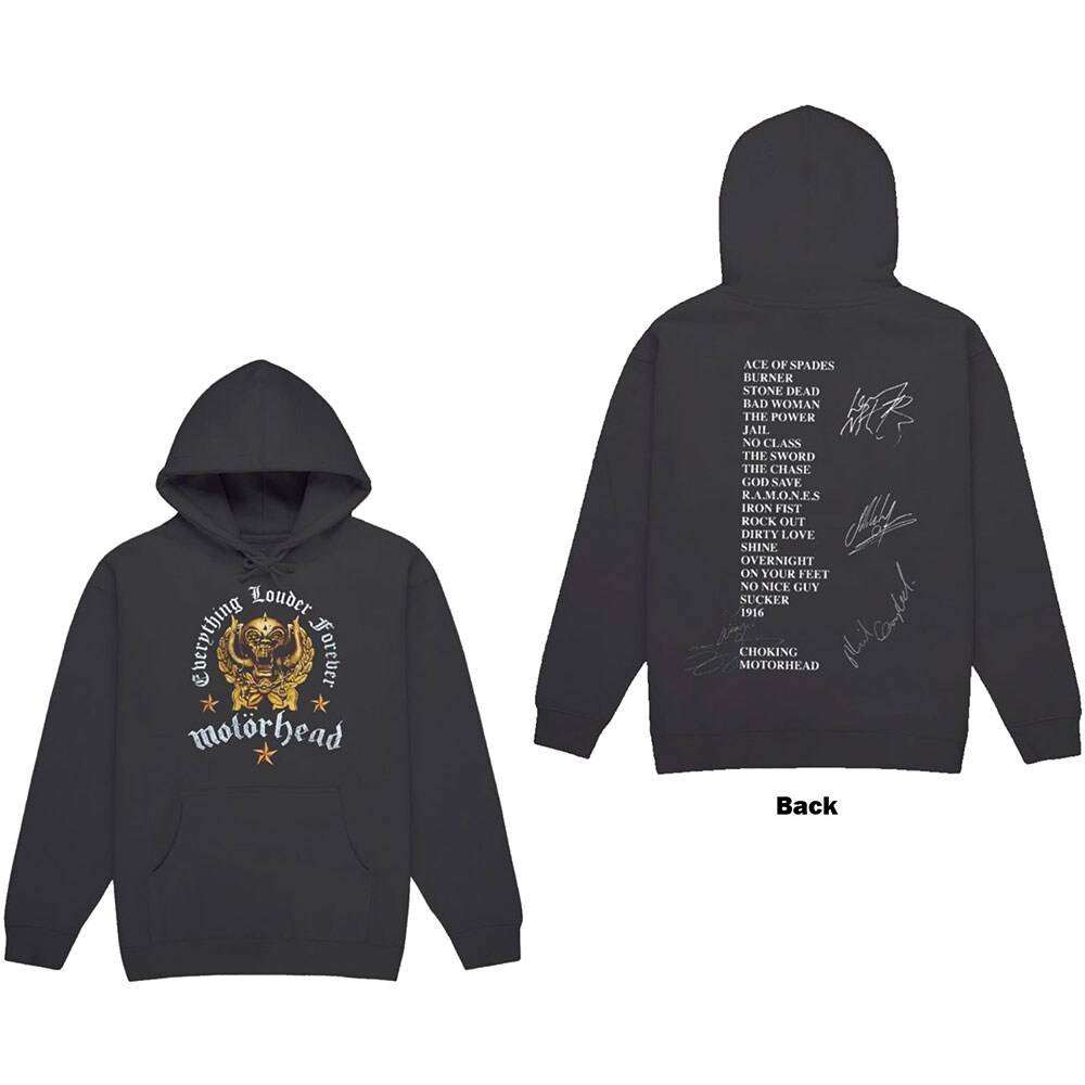Motorhead Unisex Pullover Hoodie: Everything Louder Forever (Back Print) (X-Large)