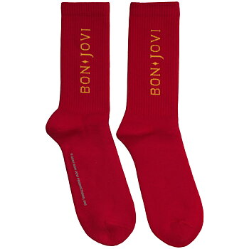 Bon Jovi Unisex Terry Socks: Original Logo (Red) (Size 40-45)