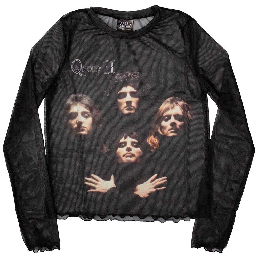 Queen Ladies Crop Top: Bo Rhap Classic (Mesh) (Small)