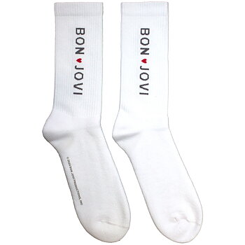 Bon Jovi Unisex Terry Socks: Heart (White) (Size 40-45)