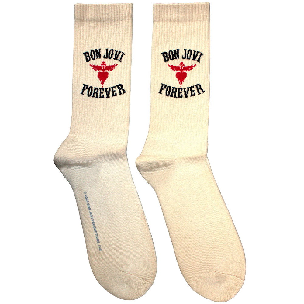 Bon Jovi Unisex Terry Socks: Forever (Natural) (Size 40-45)