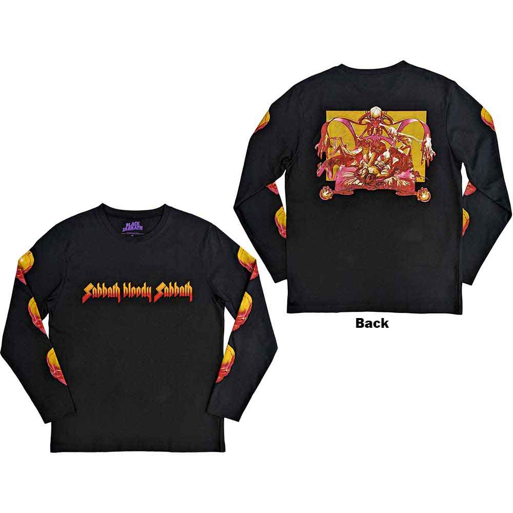 Black Sabbath Unisex Long Sleeve T-Shirt: Bloody Sabbath (Back & Sleeve Print) (Large)