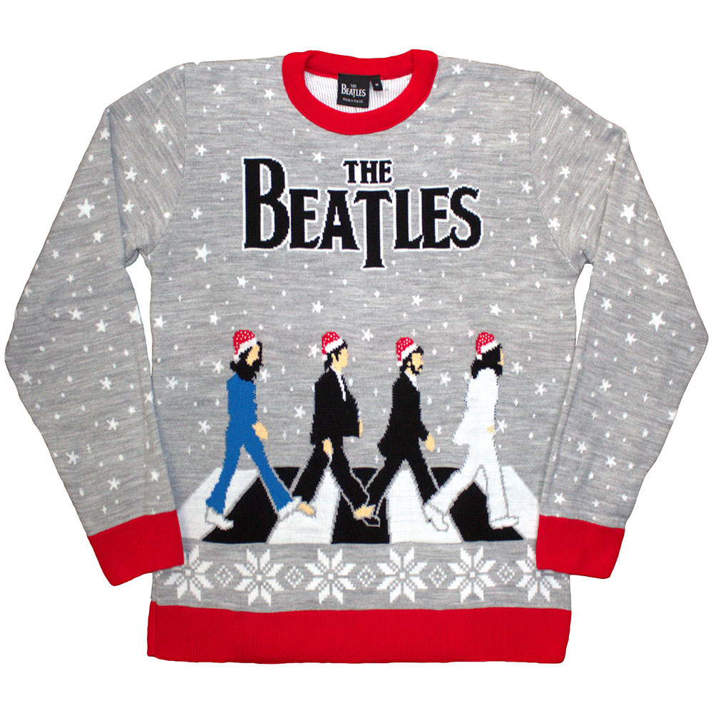 The Beatles Unisex Sweatshirt: Drop T / Abbey Road Xmas (Grey) (Small)