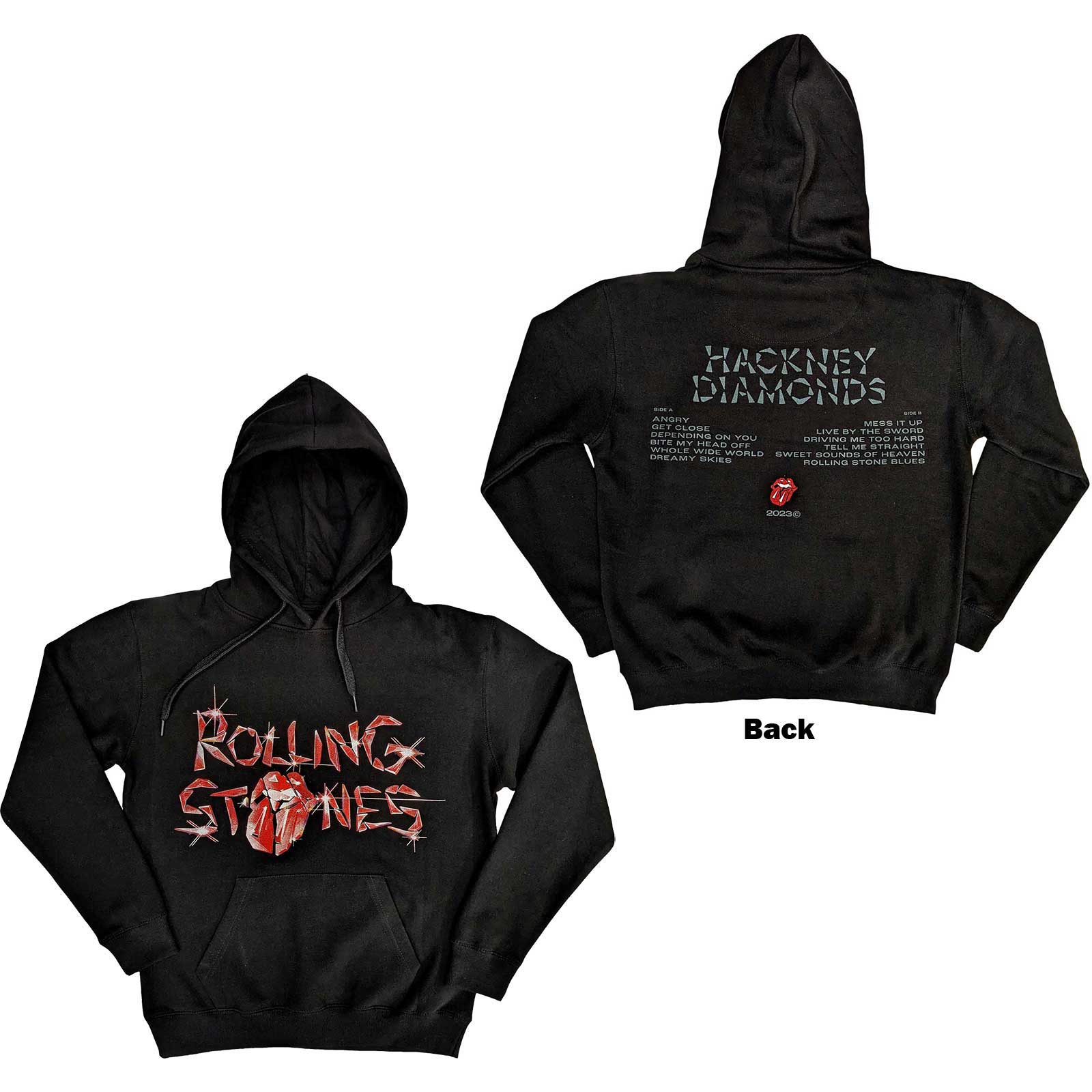The Rolling Stones Unisex Pullover Hoodie: Hackney Diamonds Glass Logo (Back Print) (Medium)