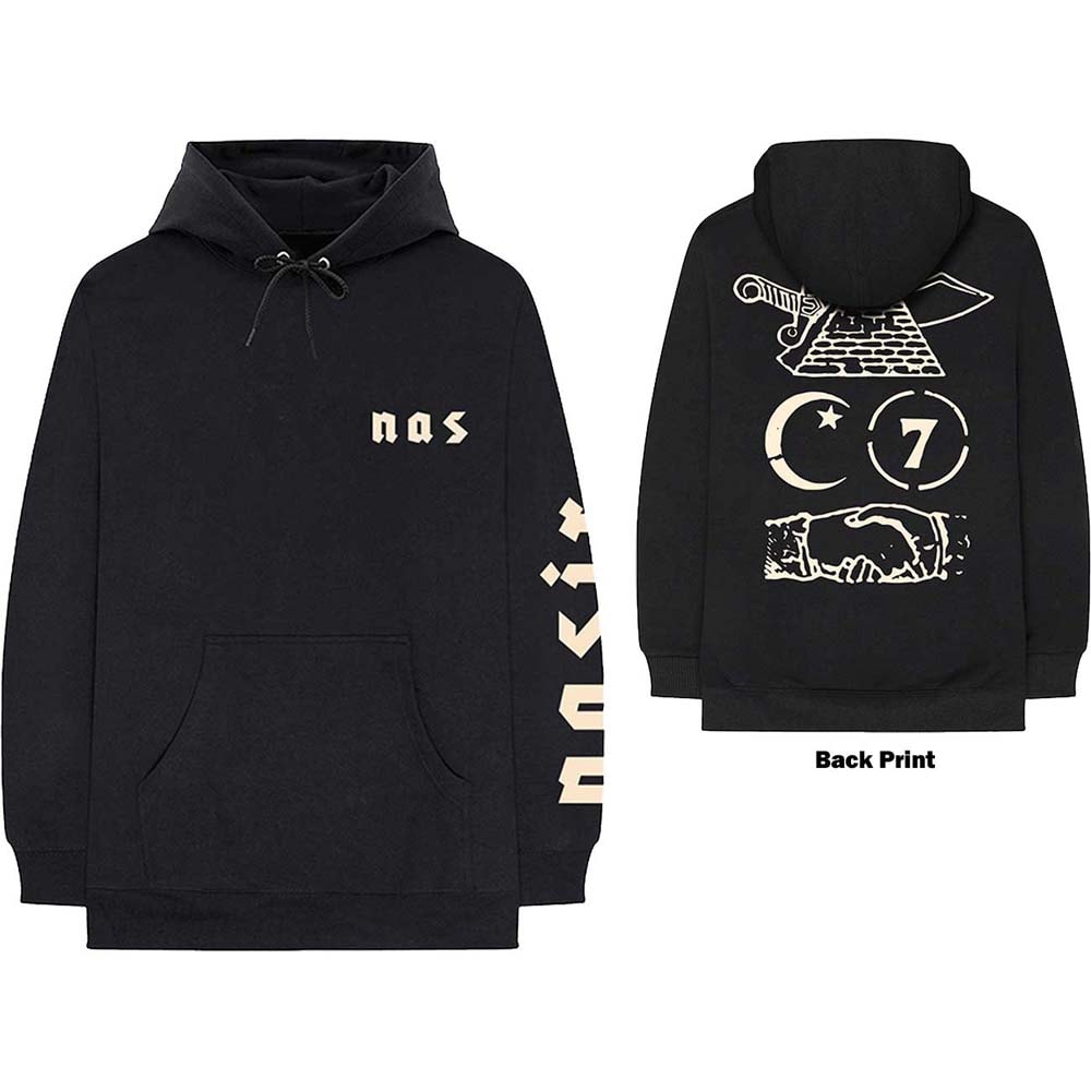 Nas Unisex Pullover Hoodie: Symbols (Back Print) (X-Large)