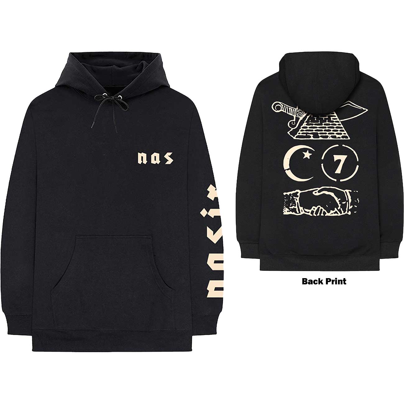 Nas Unisex Pullover Hoodie: Symbols (Back Print) (XX-Large) - 2