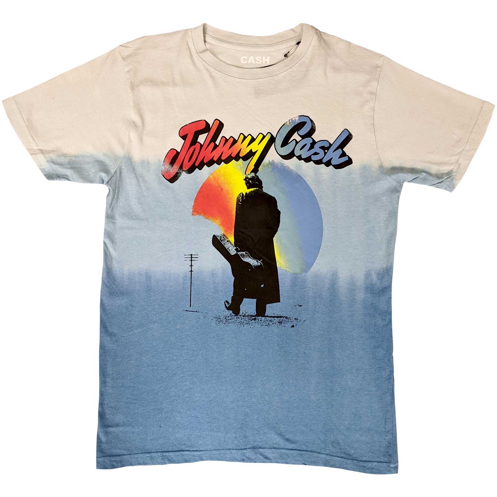 Johnny Cash Unisex T-Shirt: Walking Guitar (Wash Collection) (X-Large)