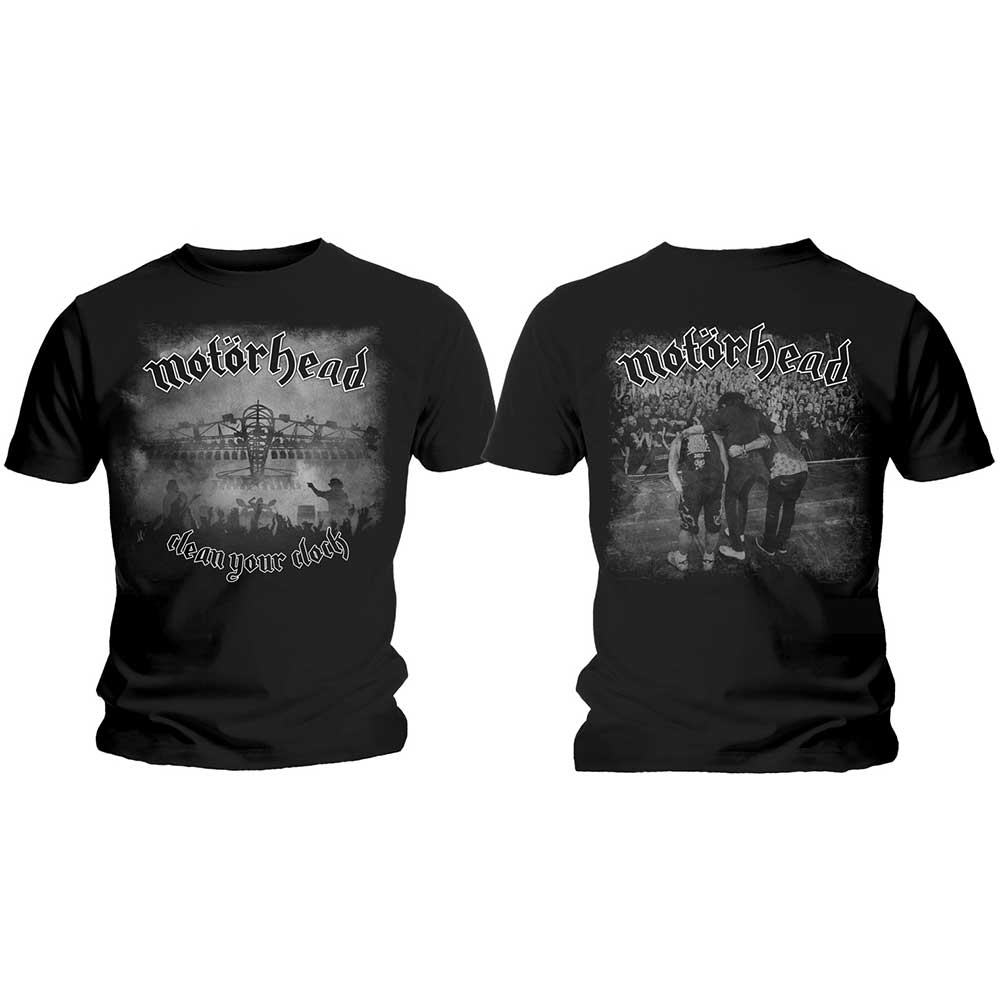Motorhead Unisex T-Shirt: Clean Your Clock B&W (Back Print) (X-Large) - 2