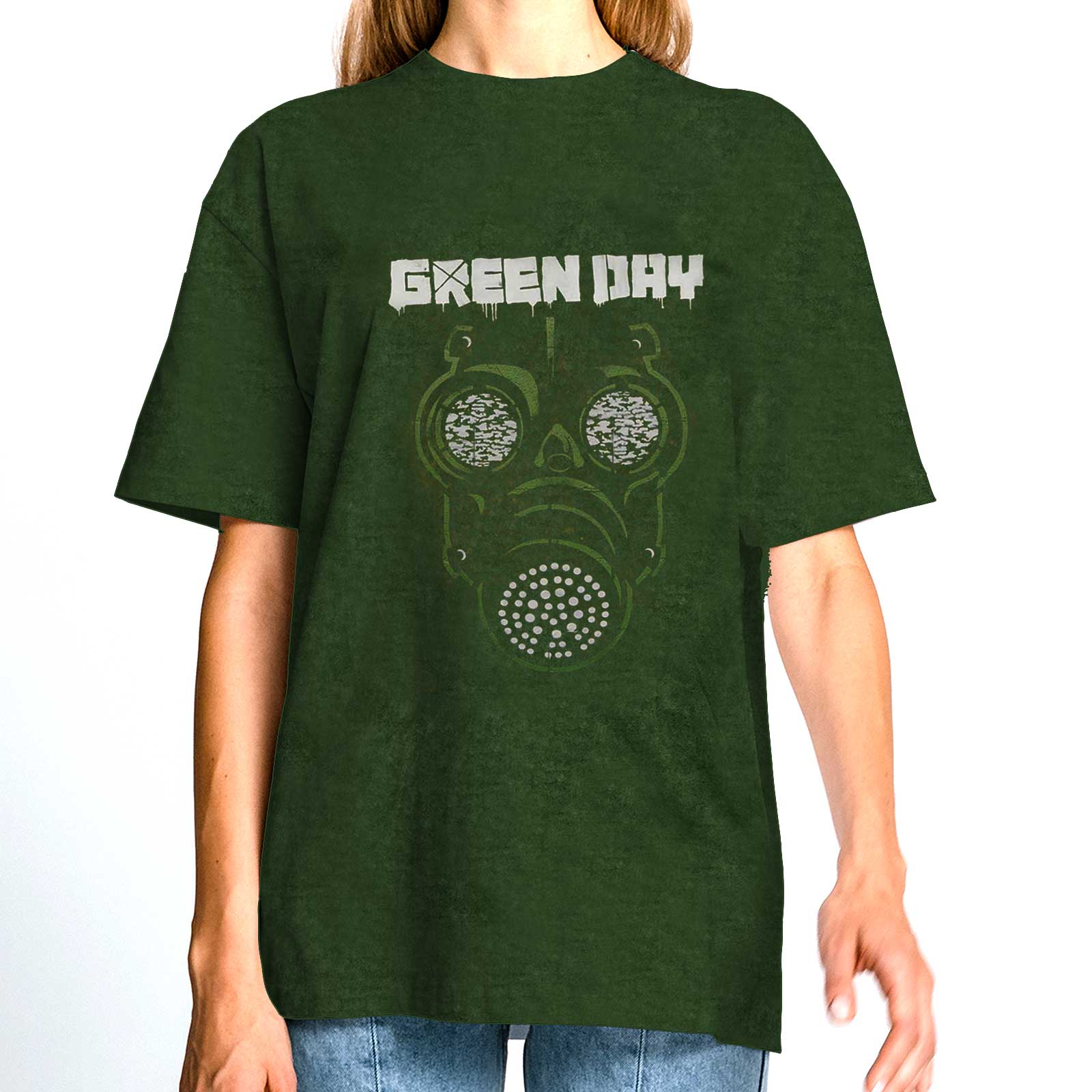 Green Day Unisex T-Shirt: Gas Mask (Wash Collection) (X-Large)