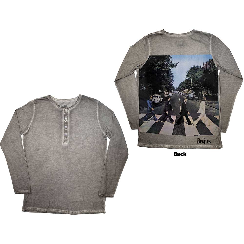 The Beatles Unisex Long Sleeve T-Shirt: Abbey Road Back Print Stone Wash (Back Print) (X-Small)