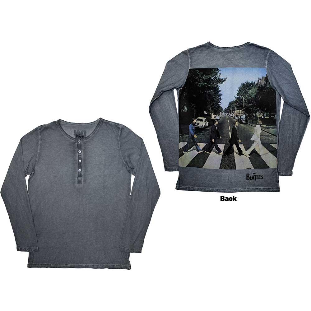 The Beatles Unisex Long Sleeve T-Shirt: Abbey Road Back Print Stone Wash (Back Print) (Small)