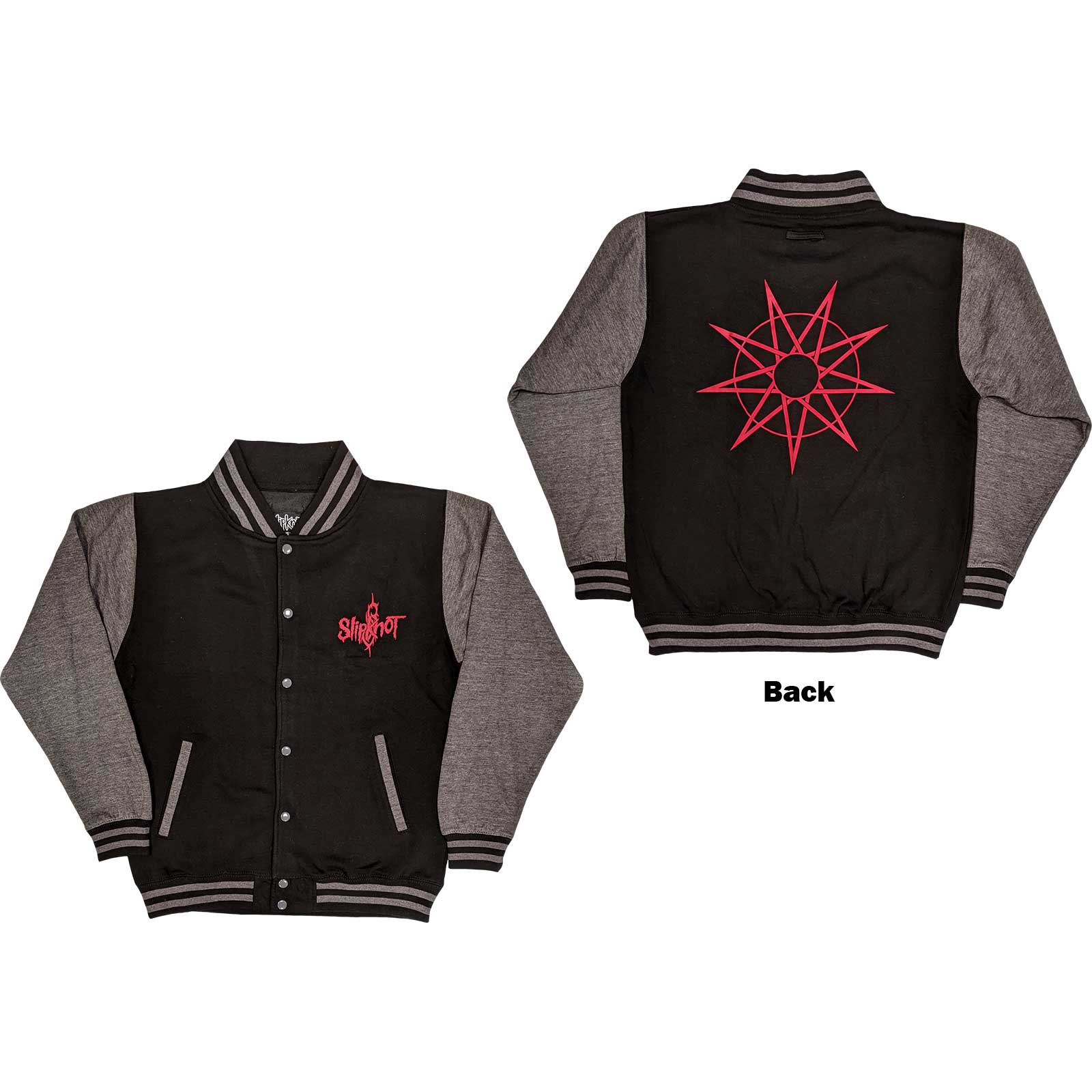 Slipknot Unisex Varsity Jacket: 9 Point Star (Back Print) (Small)