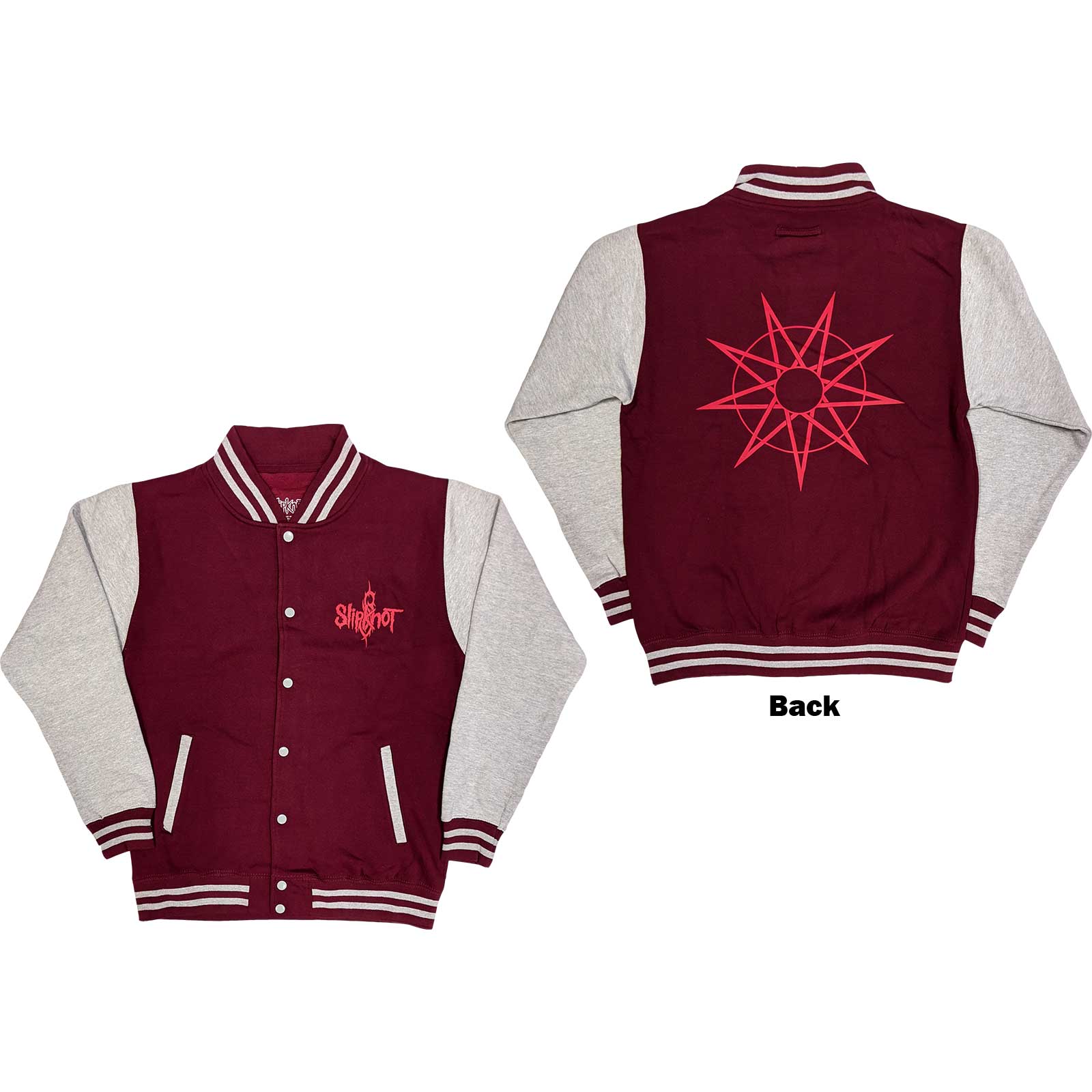 Slipknot Unisex Varsity Jacket: 9 Point Star (Back Print) (Small)