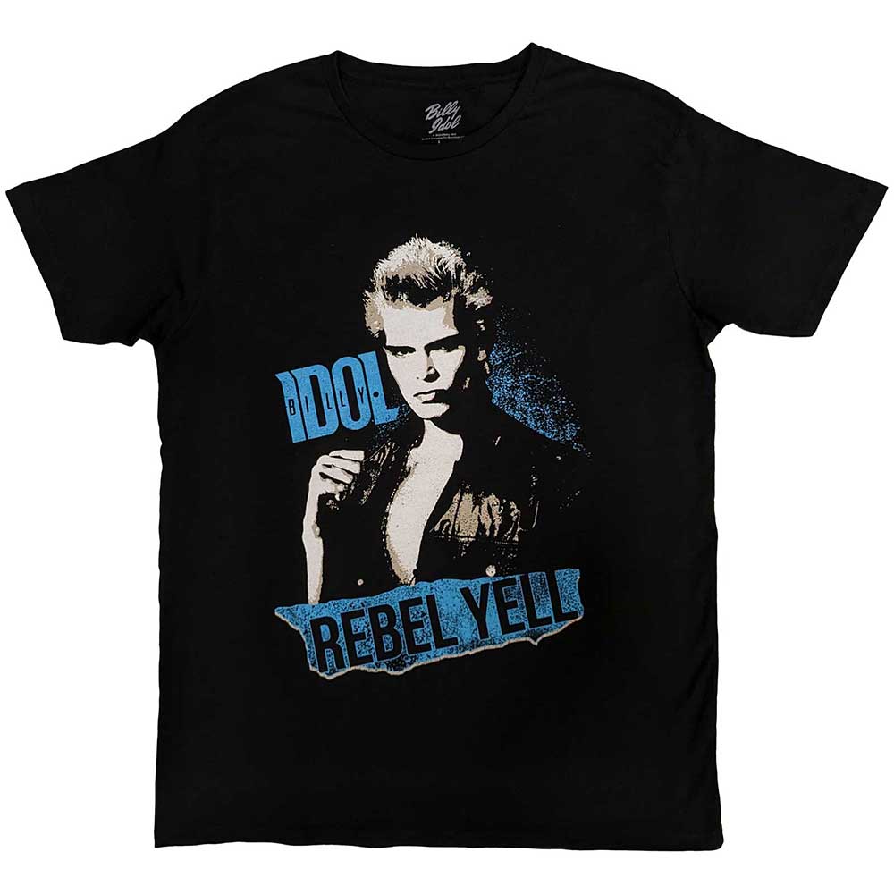 Billy Idol Unisex T-Shirt: Rebel Yell Blue (Medium)